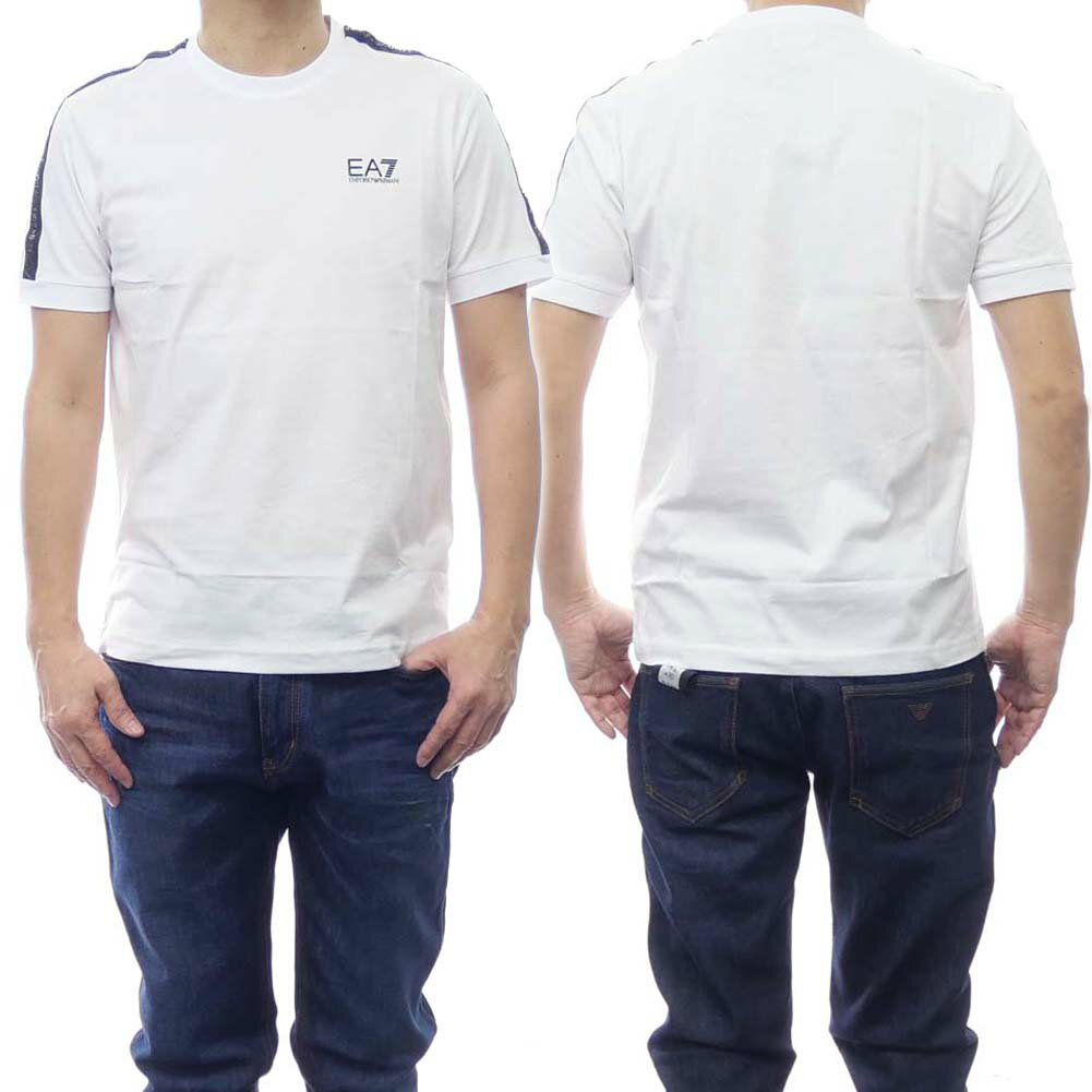 (エンポリオアルマーニ)EMPORIO ARMANI EA7 メンズクルーネックTシャツ 3DPT35 PJ02Z ホワイト /2024春夏新作