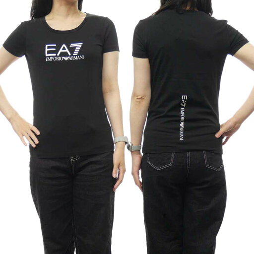 EMPORIO ARMANI エンポリオ アルマーニ EA7 ラウンドネック Tシャツ 8NTT66 TJFKZ レディース ブラック×ホワイト EMPORIO ARMANI エンポリオ アルマーニ EA7 ラウンドネック Tシャツ 8NTT66 TJFKZ レディース ブラック×ホワイト