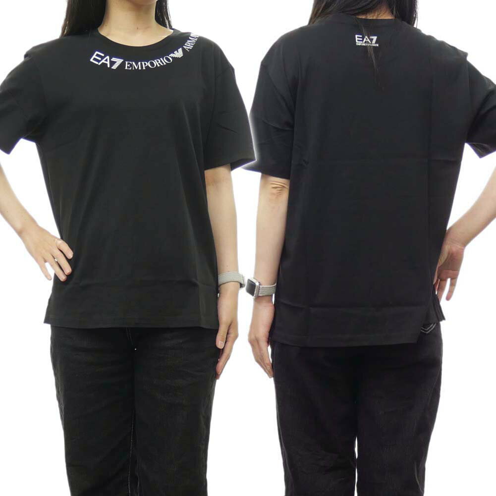 (エンポリオアルマーニ)EMPORIO ARMANI EA7 レディースクルーネックTシャツ 3DTT03 TJ02Z ブラック /2024春夏新作