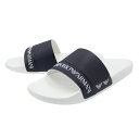 EMPORIO ARMANI エンポリオアルマーニ EA7 シャワーサンダル 7X000110 AF15128 スライドサンダル ビーチサンダル ビーサン ブランド ロゴ カジュアル スポーティ ジム 海 メンズ ホワイト×ネイビー