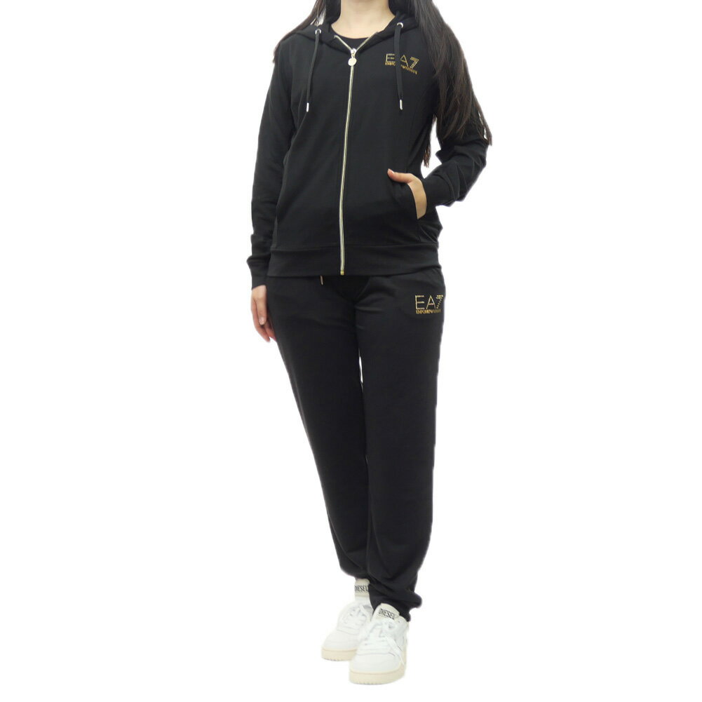 EMPORIO ARMANI エンポリオアルマーニ EA7 セットアップスウェット 8NTV51 TJ9RZ レディース ブラック 定番人気商品（楽天・TRE STYLE）
