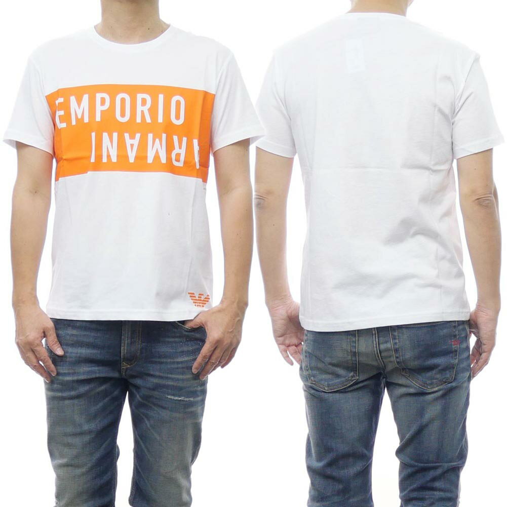 (エンポリオアルマーニスイムウェア)EMPORIO ARMANI SWIMWEAR メンズクルーネックTシャツ 211818 4R476 ホワイト /2024春夏新作