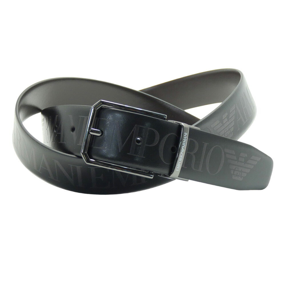 EMPORIO ARMANI エンポリオアルマーニ リバーシブル レザー ベルト Y4S653 YQ951 メンズ ブラック×ダークブラウン