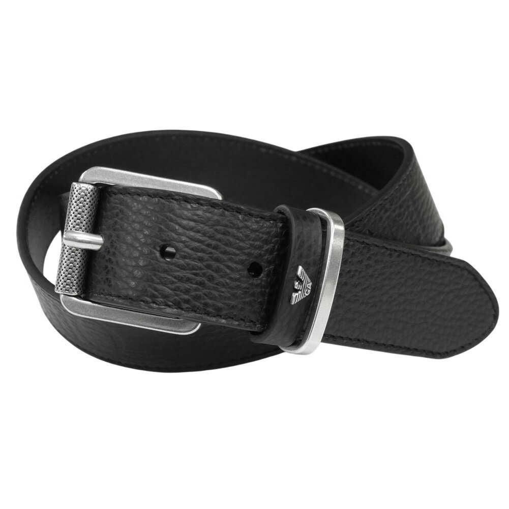 EMPORIO ARMANI エンポリオアルマーニ レザー ベルト EM001644 AF14710 ブランド ロゴ 型押し ビジネス メンズ ブラック 2025春夏新作