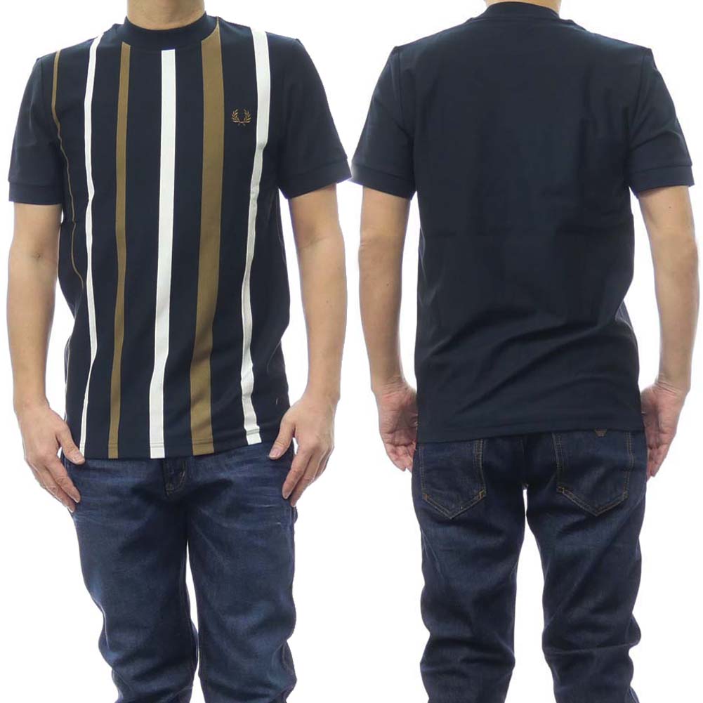 楽天TRE STYLE（フレッドペリー）FRED PERRY メンズクルーネックTシャツ M7703 / GRADIENT SIRIPE T-SHIRT ネイビー /2024春夏新作