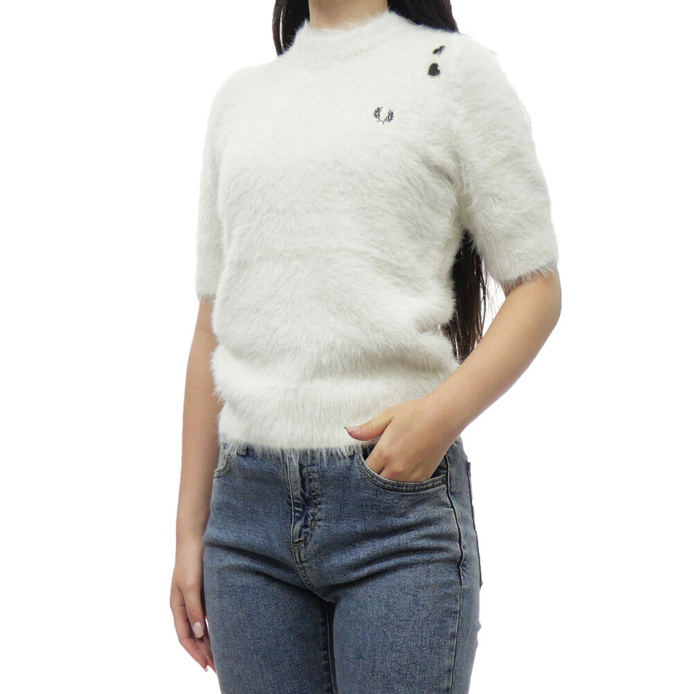 FRED PERRY フレッドペリー モックネックニット セーター SK8111 TEXTURED KNITTED TOP レディース オフホワイトのサムネイル