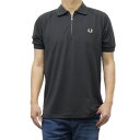 FRED PERRY フレッドペリー ハーフジップ ポロシャツ M9869 ZIP NECK POLO SHIRT 半袖 無地 ワンポイント ブランド ロゴ 刺繍 カジュアル スポーティ きれいめ メンズ グレー 2025春夏新作(4)