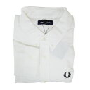FRED PERRY フレッドペリー オックスフォードシャツ M5516 OXFORD SHIRT 長袖 無地 ワンポイント ブランド ロゴ コットン ビジネス メンズ ホワイト 定番 人気商品