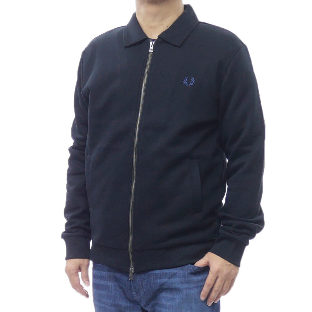 FRED PERRY フレッドペリー メンズ ジップアップスウェット J1328 ZIP THROUGH COLLARED SWEATSHIRT ブラック