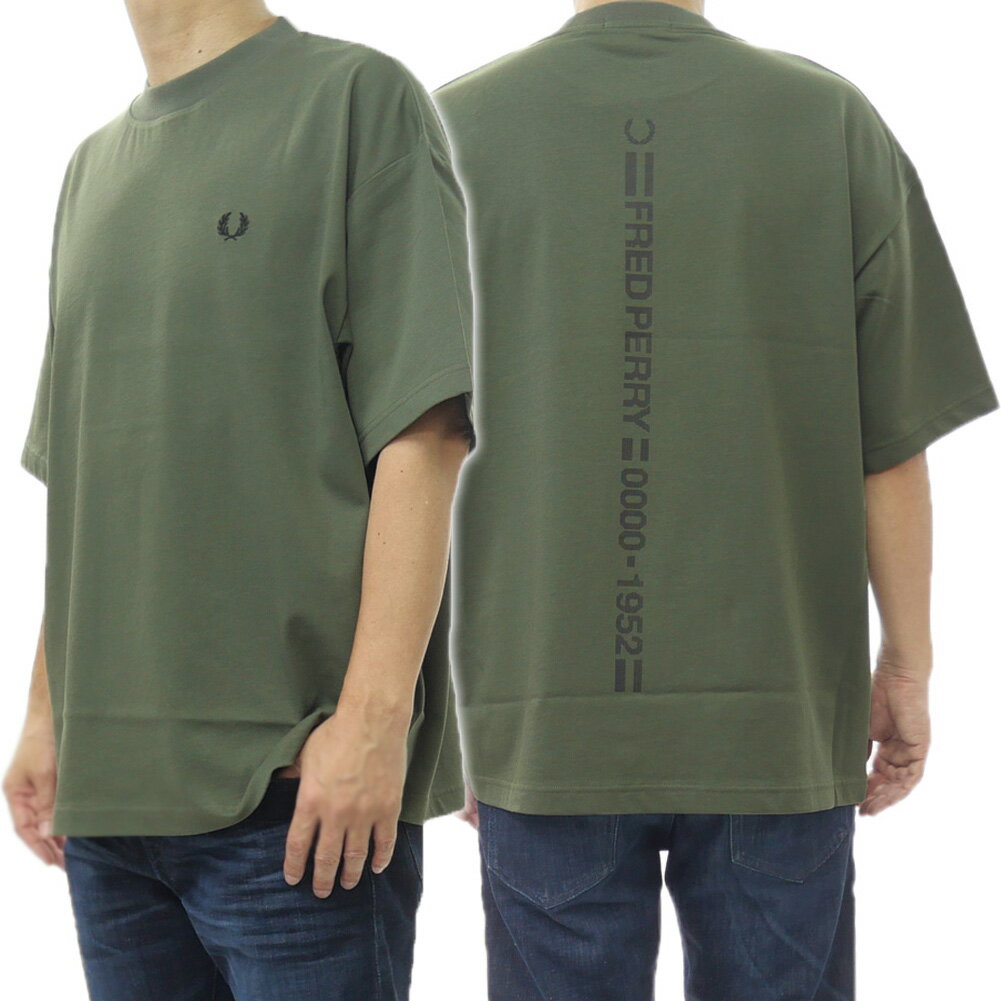Rakuten - FRED PERRY フレッドペリー クルーネック Tシャツ M2478 / BACK VERTICAL GRAPHIC T-SHIRT メンズ グリーン