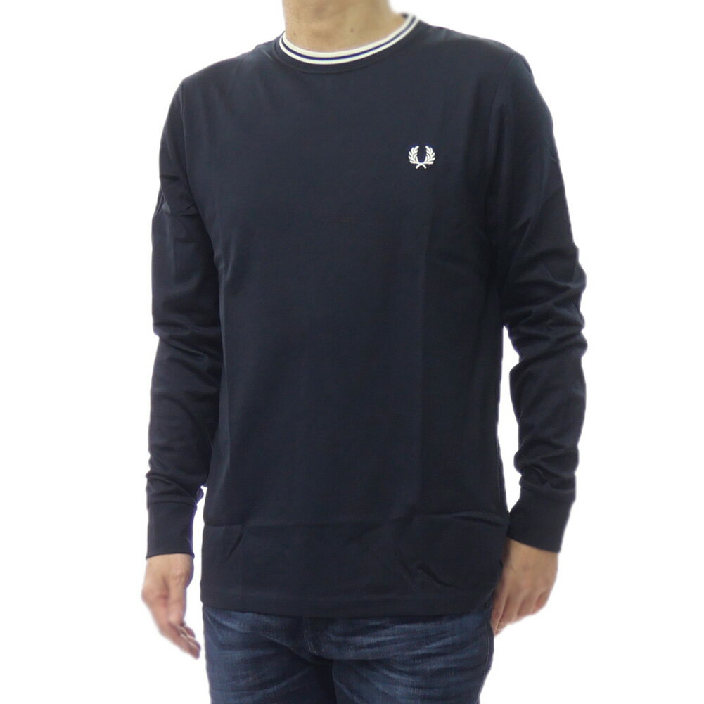 Rakuten - FRED PERRY フレッドペリー クルーネック ロングTシャツ M9602 / LS TWIN TIPPED T-SHIRT メンズ ネイビー