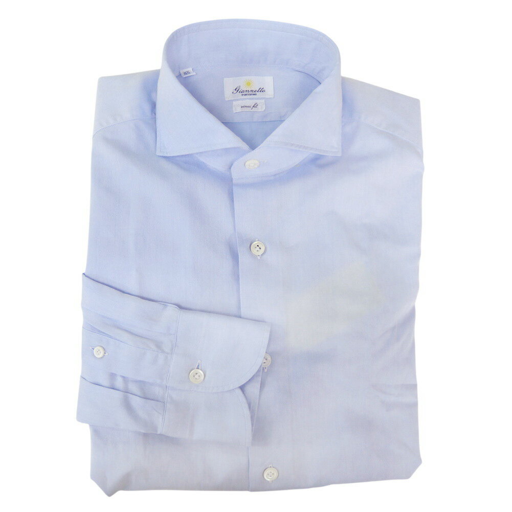GIANNETTO ジャンネット カッタウェイシャツ VINCI FIT WASH AC117 無地 ビジネス 長袖 ブランド 綿 メ..
