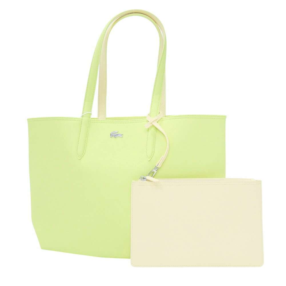 LACOSTE ラコステ リバーシブル トートバッグ NF2142AA レディース ライムグリーン×オフホワイト 2026春夏新作