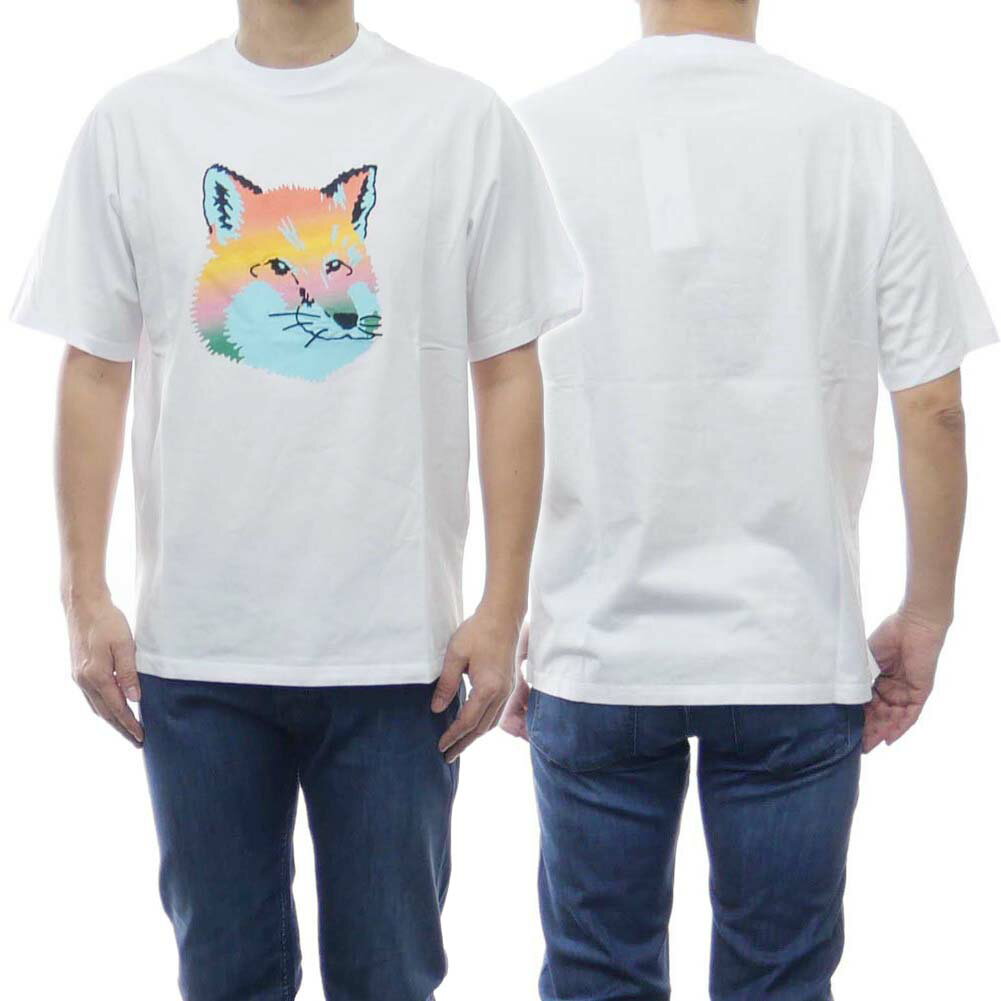 メゾンキツネ Tシャツ メンズ (メゾンキツネ)MAISON KITSUNE メンズクルーネックTシャツ KM00118KJ0008 / VIBRANT FOXHEAD EASY TEE-SHIRT ホワイト