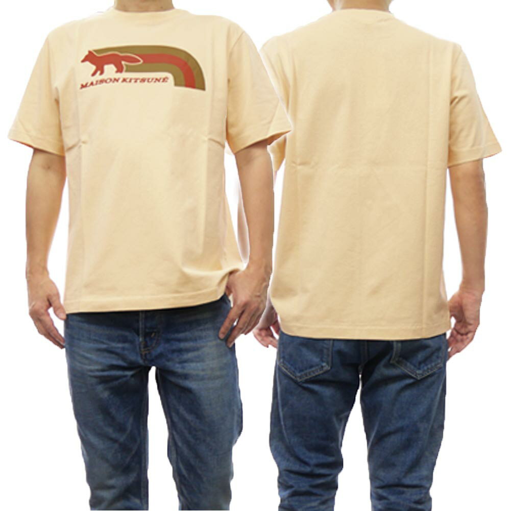 Rakuten - MAISON KITSUNE メゾンキツネ メンズ クルーネック Tシャツ FLASH FOX COMFORT TEE-SHIRT MM00113KJ0118 ペールイエロー