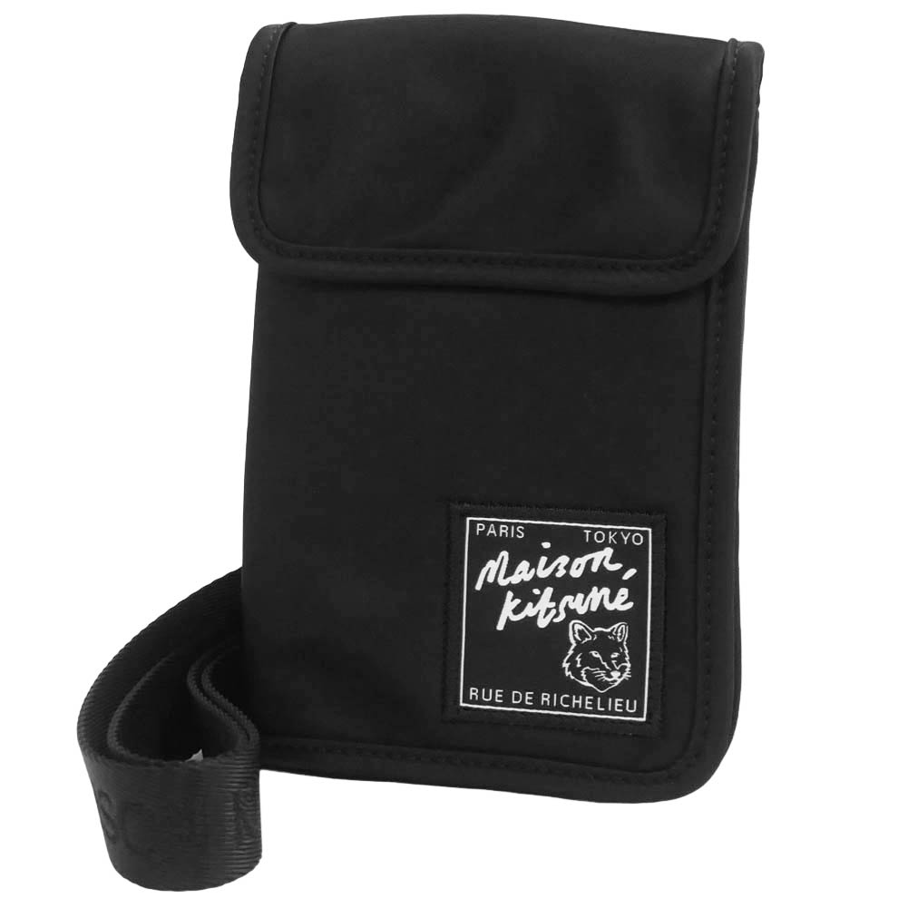 (メゾンキツネ)MAISON KITSUNE ショルダーバッグ MM05362WQ1001 / "THE TRAVELLER" NECK POUCH ブラック /2024春夏新作