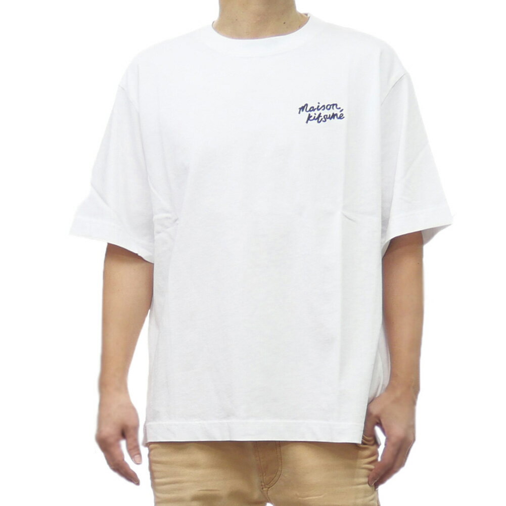 MAISON KITSUNE メゾンキツネ クルーネックTシャツ OM00123KJ0119 MAISON KITSUNE HANDWRITING ENBROIDERY OVERSIZE TEE メンズ ホワイトのサムネイル