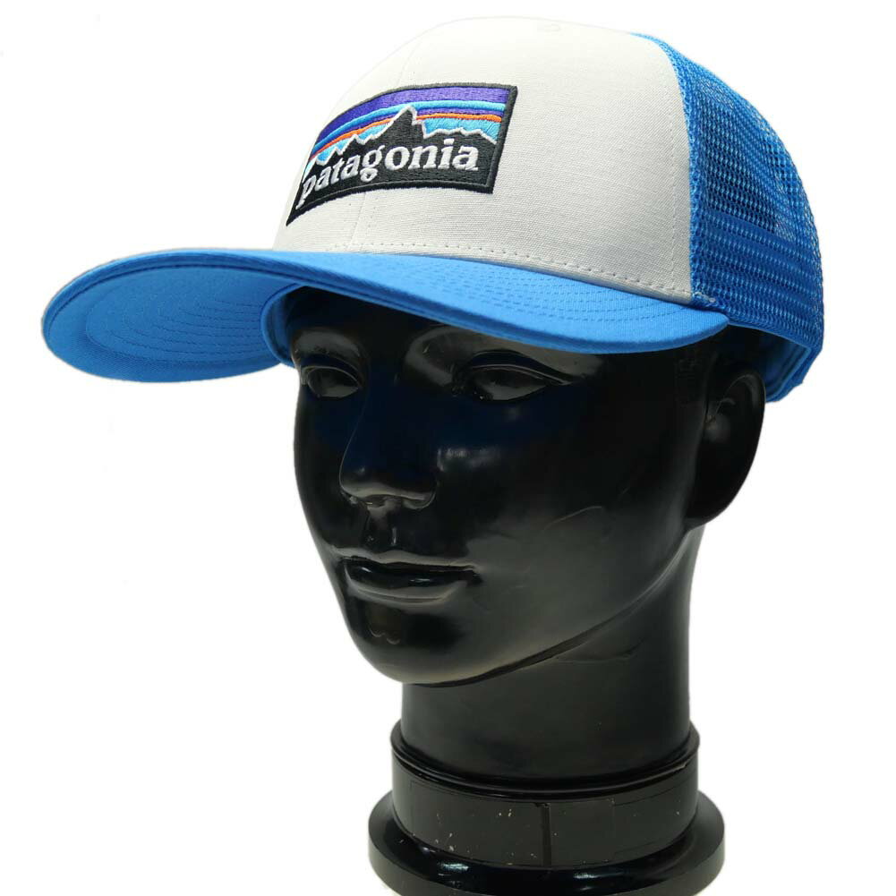 パタゴニア キャップ メンズ (パタゴニア)PATAGONIA メンズキャップ 38289 / P-6 LOGO TRUCKER HAT WVLB ホワイト×ブルー /2024春夏新作