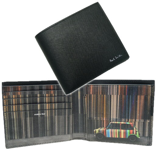 PAUL SMITH ポールスミス メンズ 二つ折り財布(小銭入れ付き) M1A 4833 NMISTR ブラック PAUL SMITH ポールスミス メンズ 二つ折り財布(小銭入れ付き) M1A 4833 NMISTR ブラック