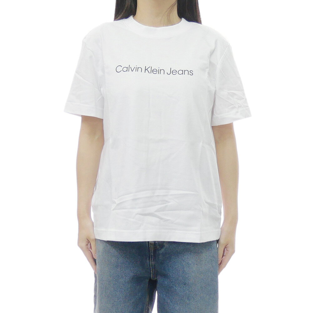 CALVIN KLEIN JEANS カルバンクライン ジーンズ レディース クルーネック Tシャツ 47C912G ホワイト ロゴ レタード