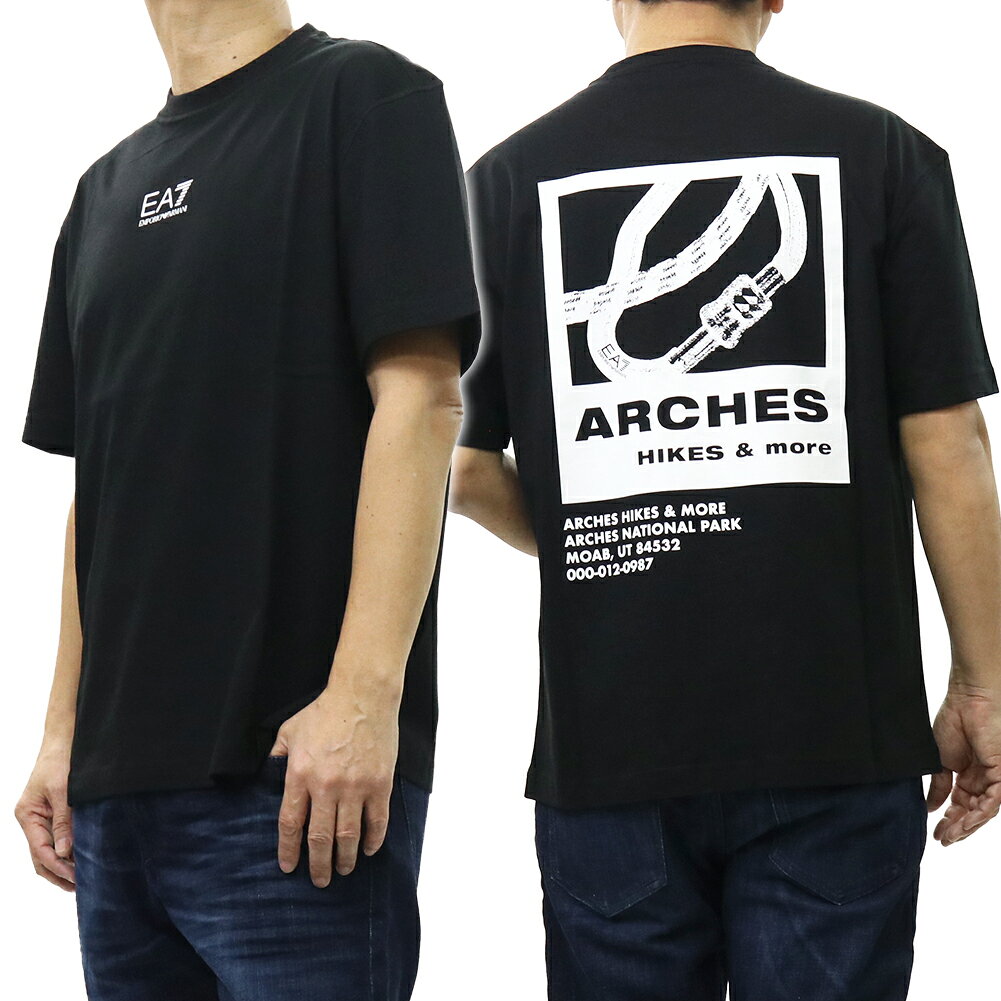 EMPORIO ARMANI エンポリオ アルマーニ EA7 メンズ クルーネック Tシャツ 7M001402 AF22264 ブラック×ホワイト ストリート