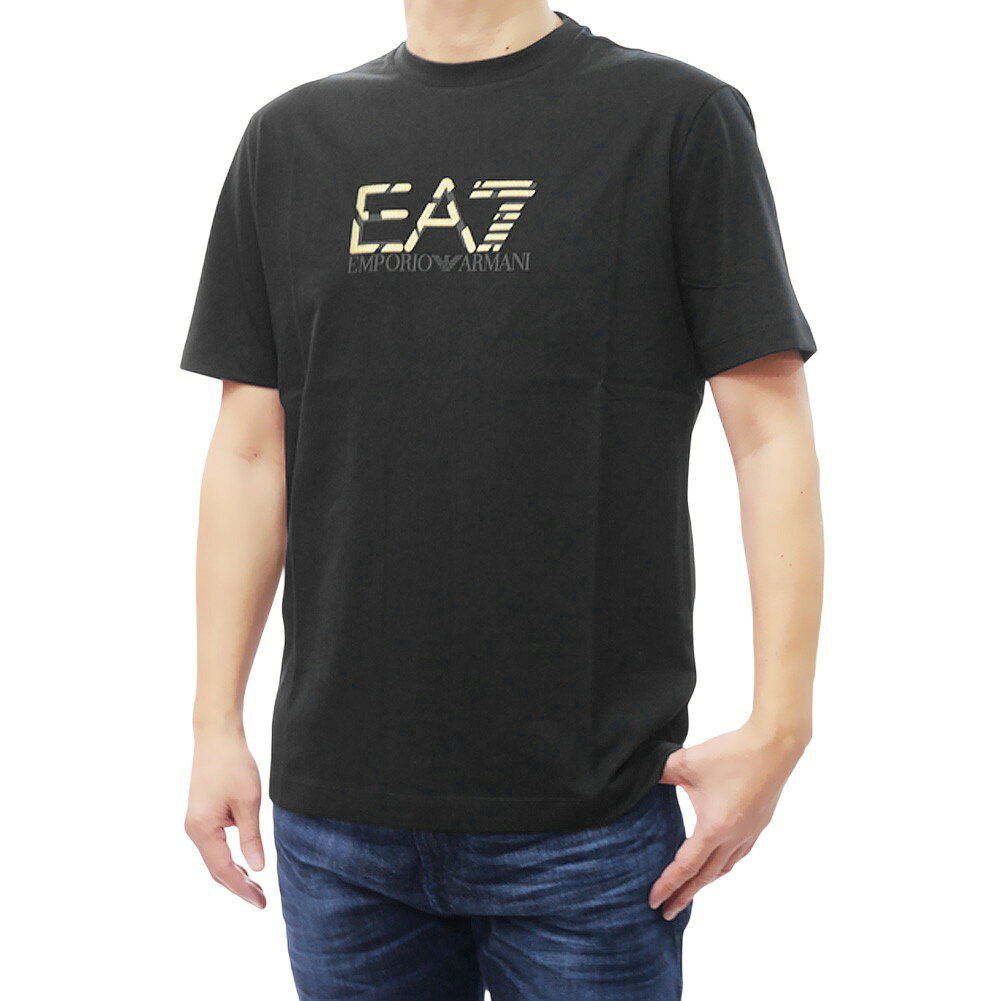 EMPORIO ARMANI エンポリオ アルマーニ EA7 メンズ クルーネック Tシャツ 7M001562 AF17789 ブラック ロゴ レタード