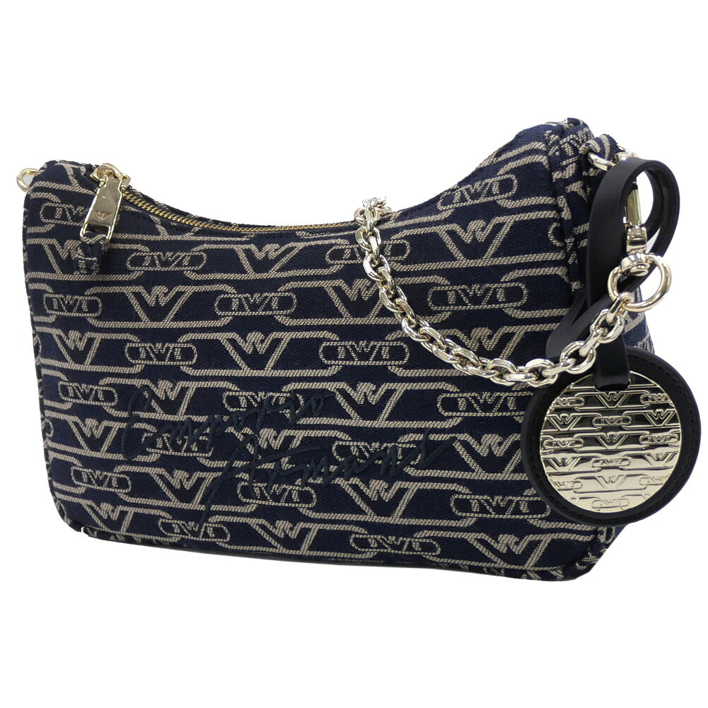 EMPORIO ARMANI エンポリオアルマーニ ミニ ハンドバッグ EW001892 AF16095 総柄 ロゴ レディース ネイビー