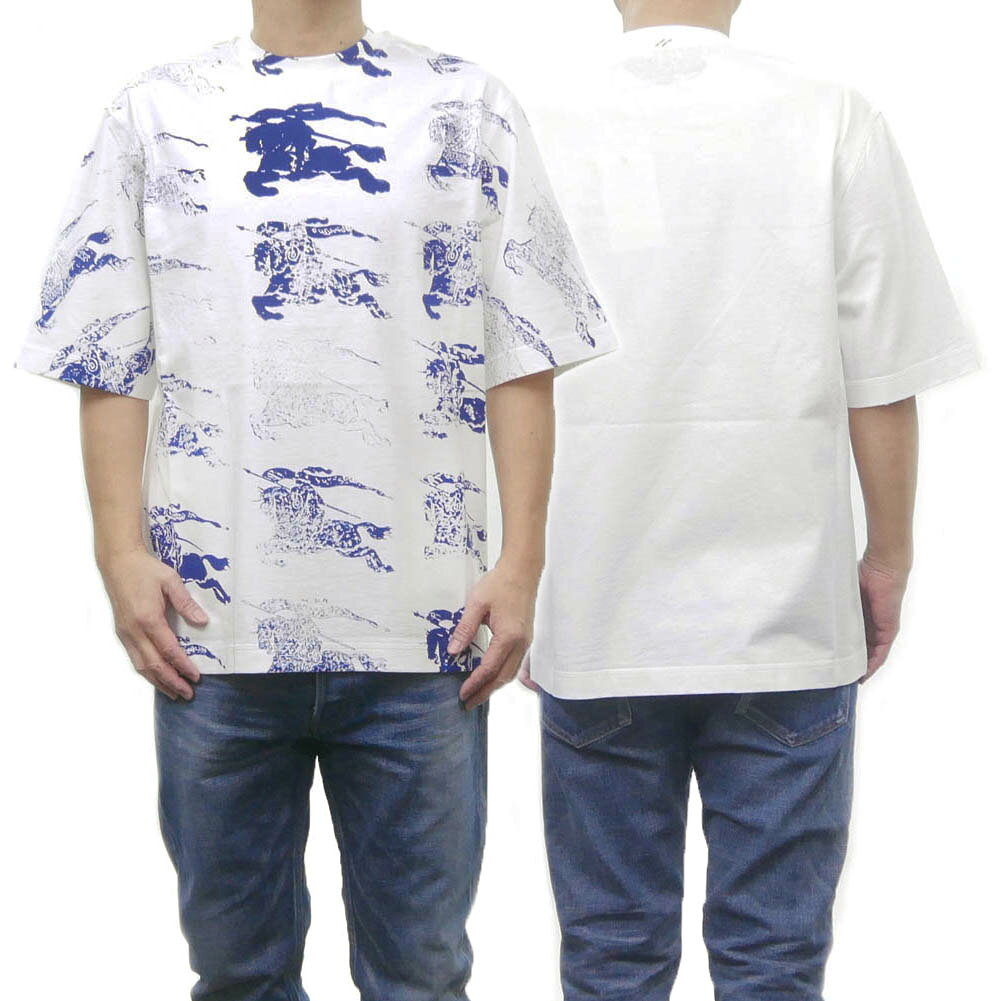BURBERRY バーバリー メンズ クルーネック Tシャツ 8081369 1 / SP24-GRAPHICS-OTS-3 ホワイト 丸首 ロゴ イタリア製 半袖 ストリート モード
