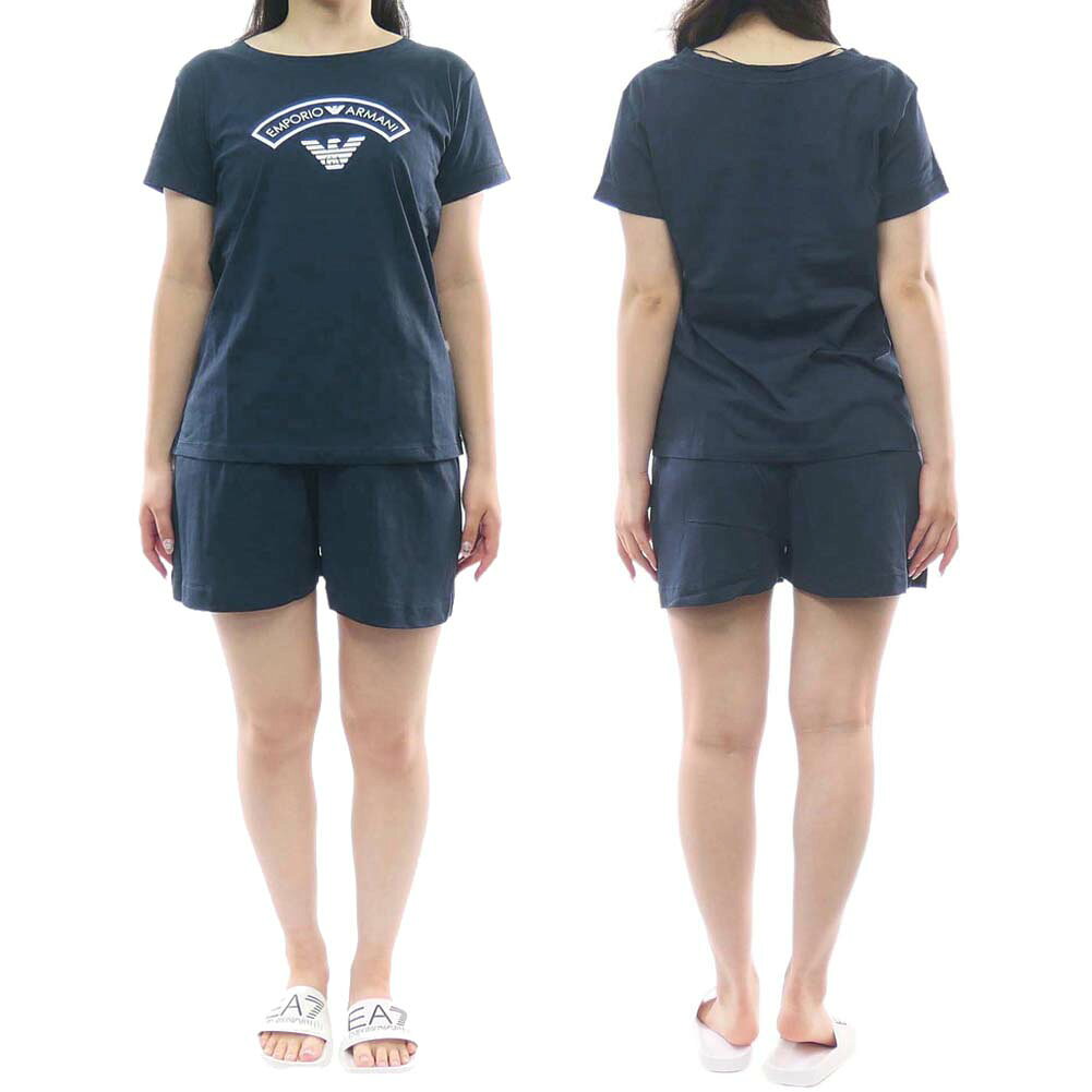 【楽天スーパーセール】EMPORIO ARMANI UNDERWEAR エンポリオ アルマーニ EAアンダー レディース セットアップ 164565 3R255 ネイビー 上下セット ルームウェア 半袖