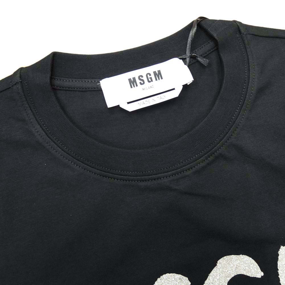 【楽天スーパーセール】MSGM エムエスジーエム レディース クルーネック Tシャツ 3641MDM138 247002 ブラック ロゴ レタード プリント tre-style-10048195 TRE STYLE サンプル画像3