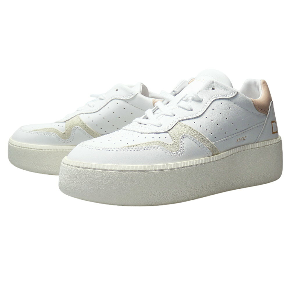 D.A.T.E. デイト レディース ローカット スニーカー W997-ST-CA / STEP CALF ホワイト×ピンク イタリア製 本革