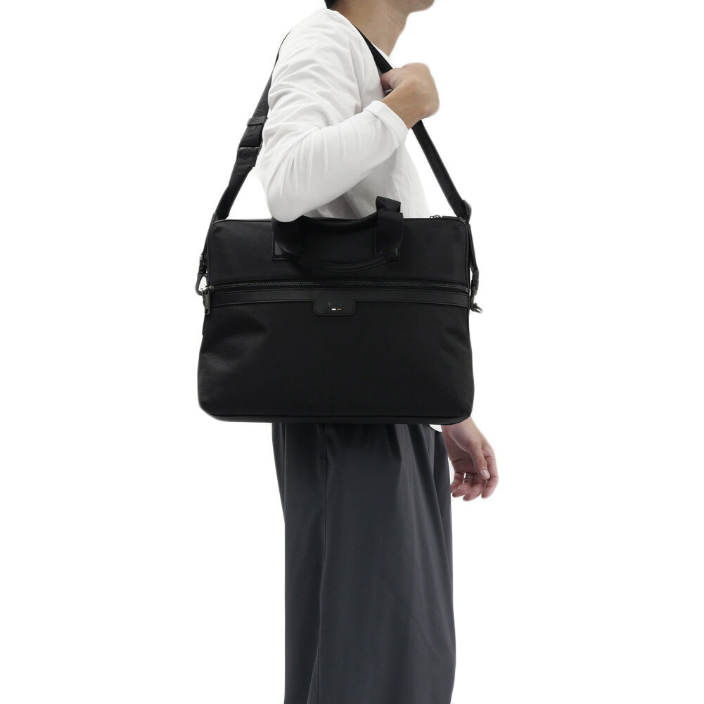TRE STYLEのHUGO BOSS ヒューゴボス メンズ ビジネス バッグ 50536181 10269724 / Ray_N_Doc Case ブラック 定番人気商品 ブリーフケース カバン 通勤 ベーシック｜アングル2