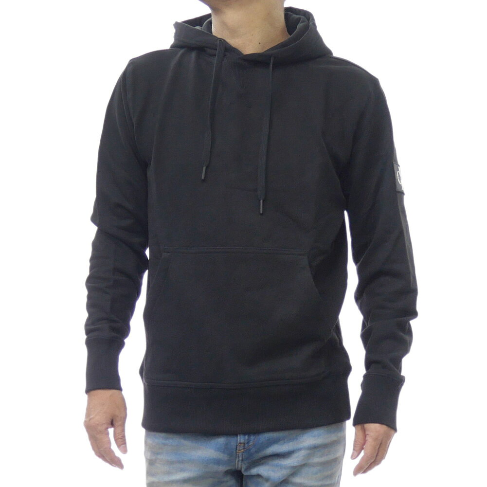 CALVIN KLEIN JEANS カルバンクライン ジーンズ メンズ プルオーバー パーカー J323430 ブラック 袖ロゴ スウェット フーディ コットン100％ カジュアル ストリート
