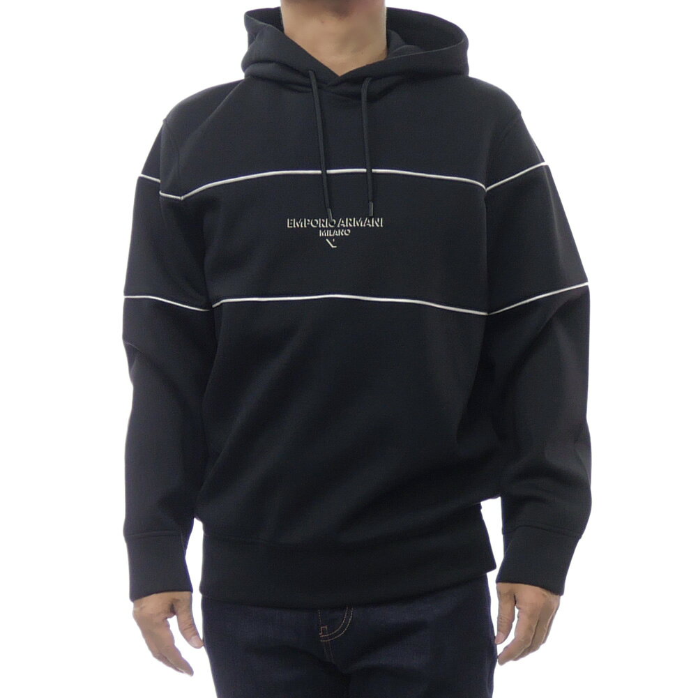 EMPORIO ARMANI エンポリオアルマーニ プルオーバー パーカー EM002885 AF17545 長袖 ブランド ロゴ カジュアル スポーティ ジム トレーニング 普段使い フード スウェット ウェア プレゼント メンズ ブラック