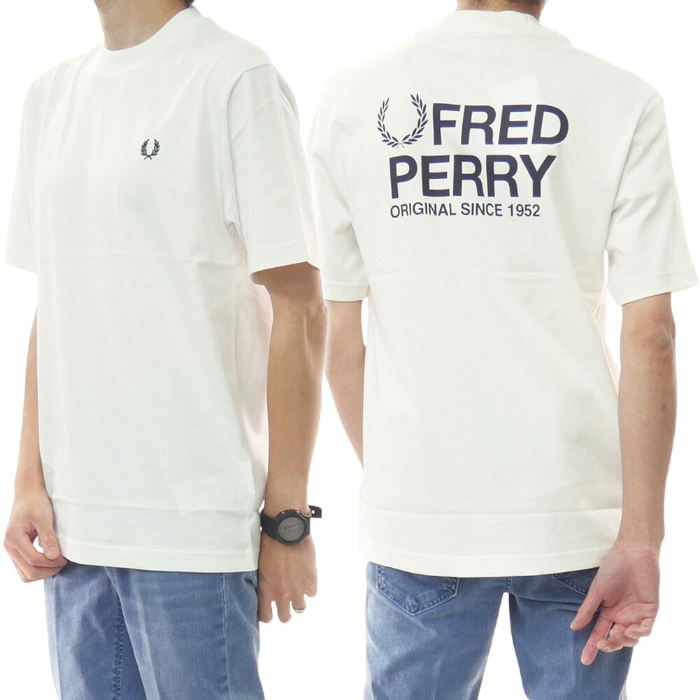 FRED PERRY フレッドペリー メンズ クルーネックTシャツ M2475 / BACK PRINTFRED PERRY T-SHIRT ロゴ バックプリント ホワイト