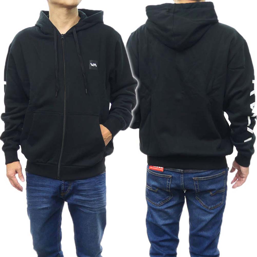 (ルーカ)RVCA メンズジップアップパーカー BD042-022 / GRAPHIC HOODIE ブラック