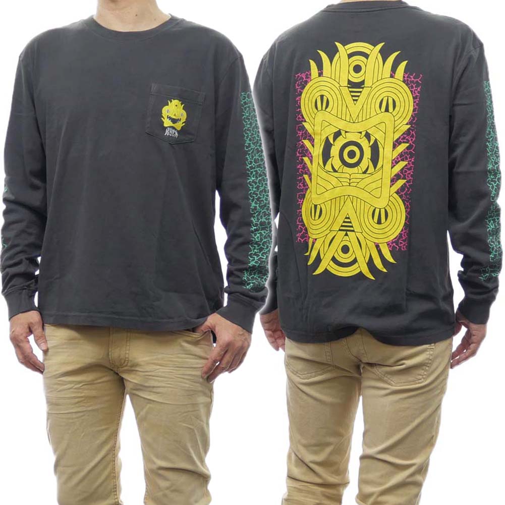 RVCA ルーカ メンズ クルーネックロング Tシャツ BE041054 PEDONDO TOTEM LS ブラック