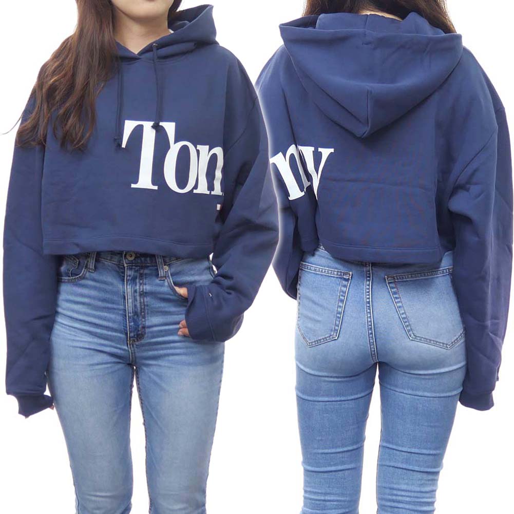 (トミージーンズ)TOMMY JEANS レディースプルオーバーパーカー DW0DW13577 ネイビー