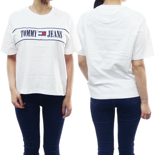 TOMMY JEANS トミー ジーンズ レディース クルーネック Tシャツ DW0DW15651 ホワイト TOMMY JEANS トミー ジーンズ レディース クルーネック Tシャツ DW0DW15651 ホワイト