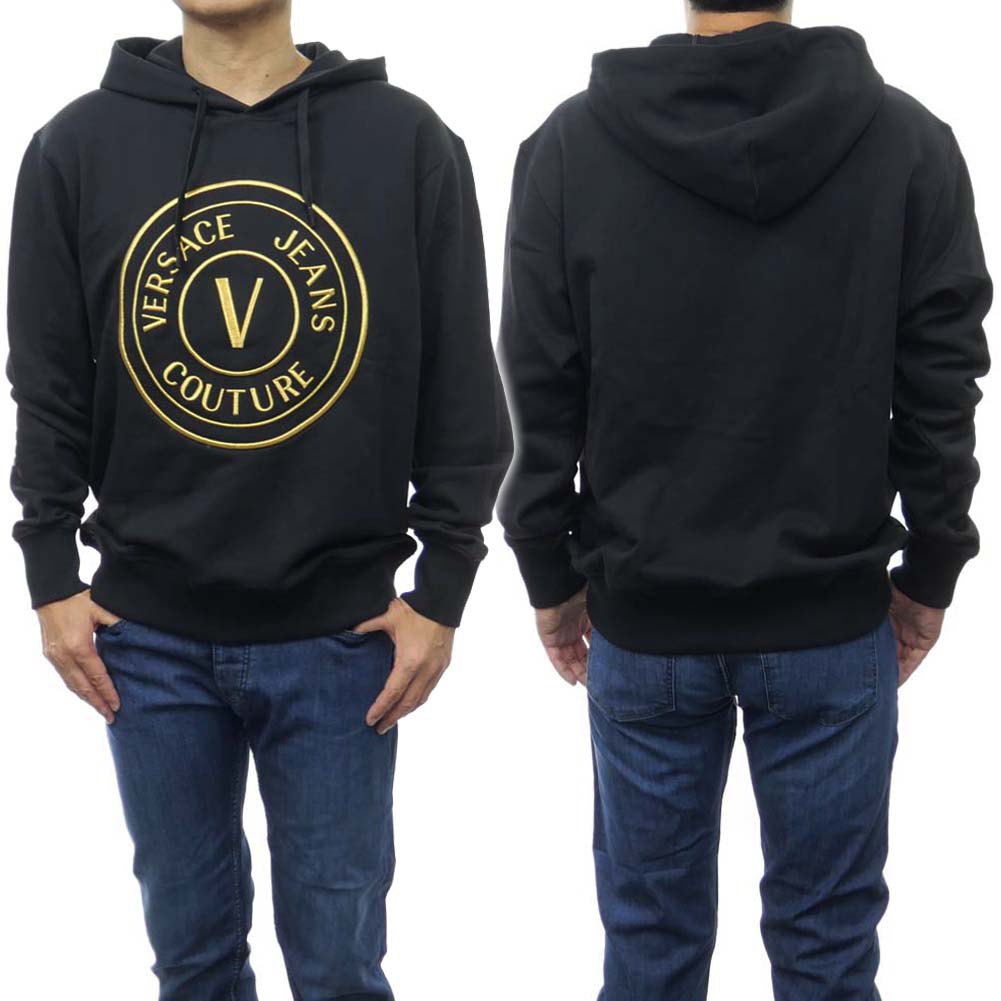 (ヴェルサーチェジーンズ)VERSACE JEANS メンズプルオーバーパーカー 74GAIT05 CF01T ブラック