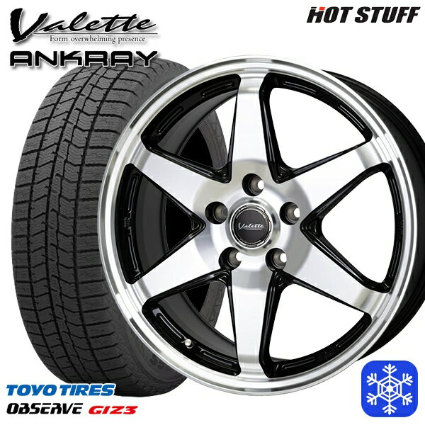 205/55R16 アクセラ リーフ 2024年製 トーヨー オブザーブ ギズ3 HotStuff ヴァレット アンクレイ ブラックポリッシュ 16インチ 6.0J 5H114.3 スタッドレスタイヤホイール4本セット