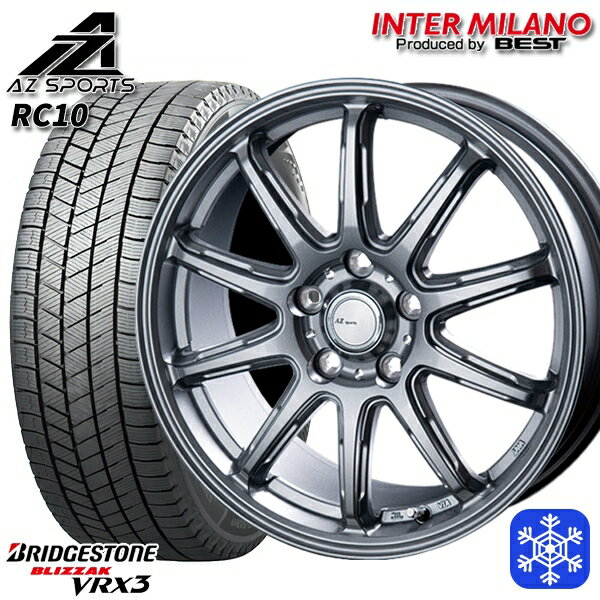 215/50R17 マツダ3 セレナ 2023〜2024年製 ブリヂストン ブリザック VRX3 インターミラノ AZ-Sports RC10 シルバー 17インチ 7.0J 5H114.3 スタッドレスタイヤホイール4本セット