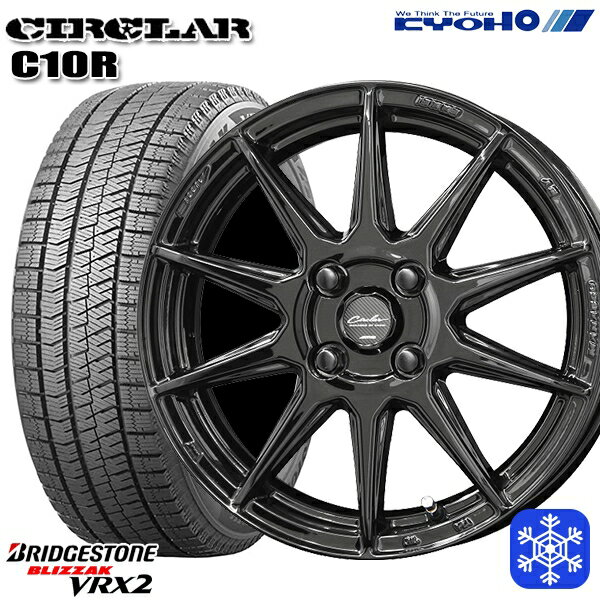 【取付対象】165/55R15 N-BOX タント 2022〜2023年製 ブリヂストン ブリザック VRX2 KYOHO サーキュラー C10R GB 15インチ 5.0J 4穴 100 スタッドレスタイヤホイール4本セット 送料無料