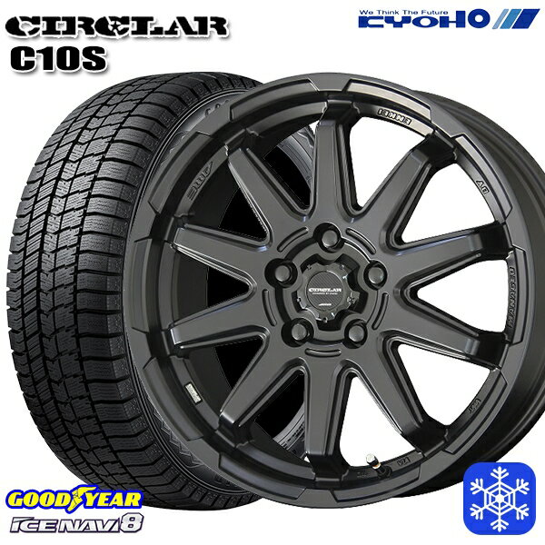 215/60R17 96Q アルファード ヴェルファイア 2022〜2023年製 グッドイヤー アイスナビ8 KYOHO サーキュラー C10S MB 17インチ 7.0J 5H114.3 スタッドレスタイヤホイール4本セット