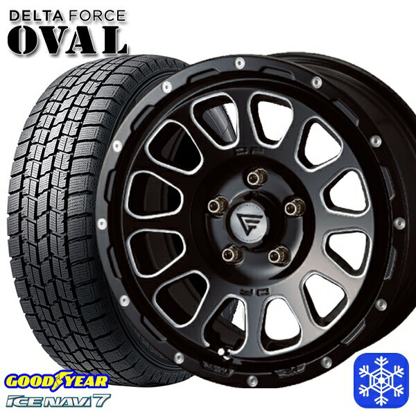 225/60R17 アルファード ヴェルファイア 2023年製 グッドイヤー アイスナビ7 デルタフォースオーバル ブラックマシニング 17インチ 7.0J 5H114.3 スタッドレスタイヤホイール4本セット