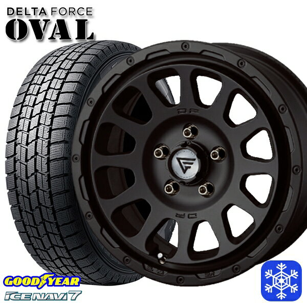 225/60R17 アルファード ヴェルファイア 2023年製 グッドイヤー アイスナビ7 デルタフォースオーバル マットブラック 17インチ 7.0J 5H114.3 スタッドレスタイヤホイール4本セット
