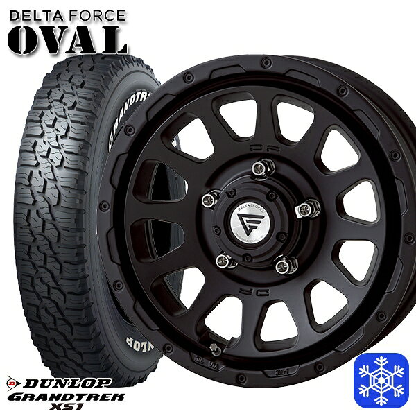 215/70R16 100/97N ジムニーシエラ 2024〜2025年製 ダンロップ グラントレック XS1 ホワイトレター デルタフォースオーバル マットブラック 16インチ 6.0J 5H139.7 スタッドレスタイヤホイール4本セット