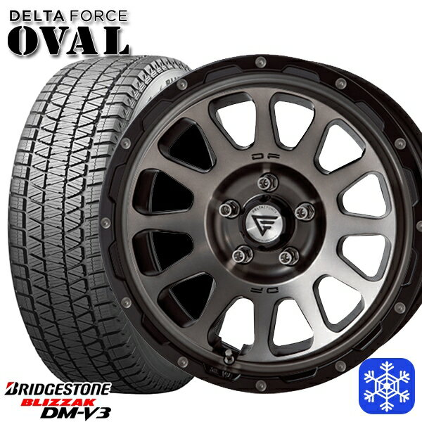 【取付対象】215/70R16 100Q デリカD5 2021〜2022年製 ブリヂストン ブリザック DM-V3 デルタフォースオーバル MS 16インチ 7.0J 5穴 114.3 スタッドレスタイヤホイール4本セット 送料無料