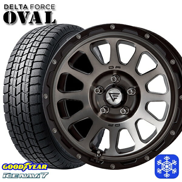 225/60R17 アルファード ヴェルファイア 2023年製 グッドイヤー アイスナビ7 デルタフォースオーバル マットスモークポリッシュ 17インチ 7.0J 5H114.3 スタッドレスタイヤホイール4本セット