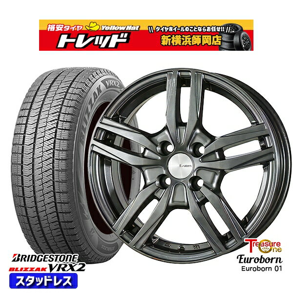 175/65R15 MINI専用 2023〜2024年製 ブリヂストン ブリザック VRX2 トレジャーワン ユーロボーン01 GM 15インチ 5.5J 4H100 +42 スタッドレスタイヤホイール4本セット